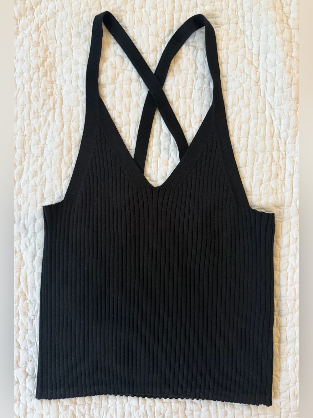 Banana Republic Black Ribbed Cross-Back Tank